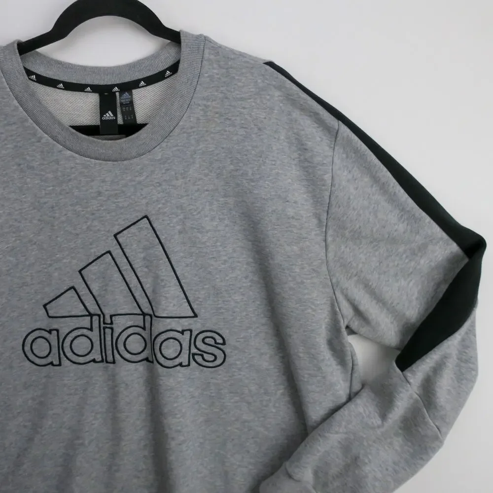 Adidas Men's XL Gray Logo Crewneck Sweatshirt Organic Cotton Pullover